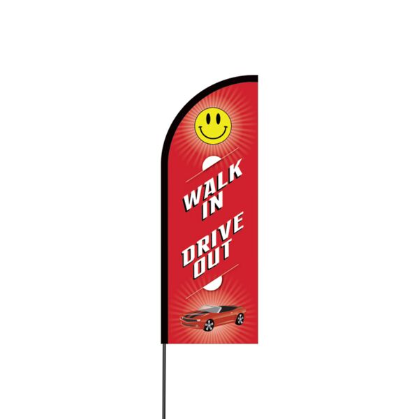 Walk In Drive Out Flex Banner Flag - 11ft Thumbnail