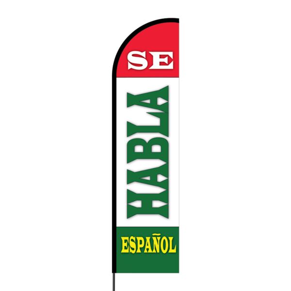 Se Habla Espanol Flex Banner Flag - 16ft (Single Sided) Thumbnail