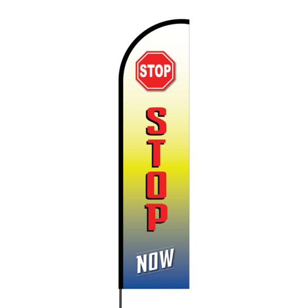 Stop Now Flex Banner Flag - 16ft (Single Sided) Thumbnail