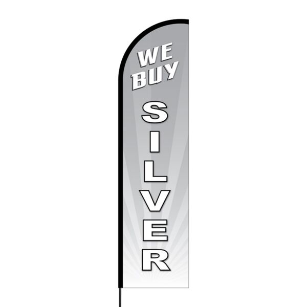 We Buy Silver Flex Banner Flag - 16ft (Single Sided) Thumbnail