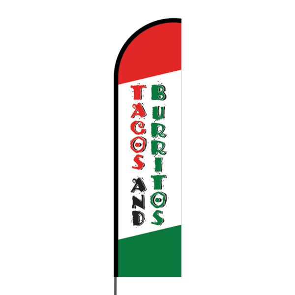 Tacos and Burritos Flex Banner Flag - 16ft (Single Sided) Thumbnail